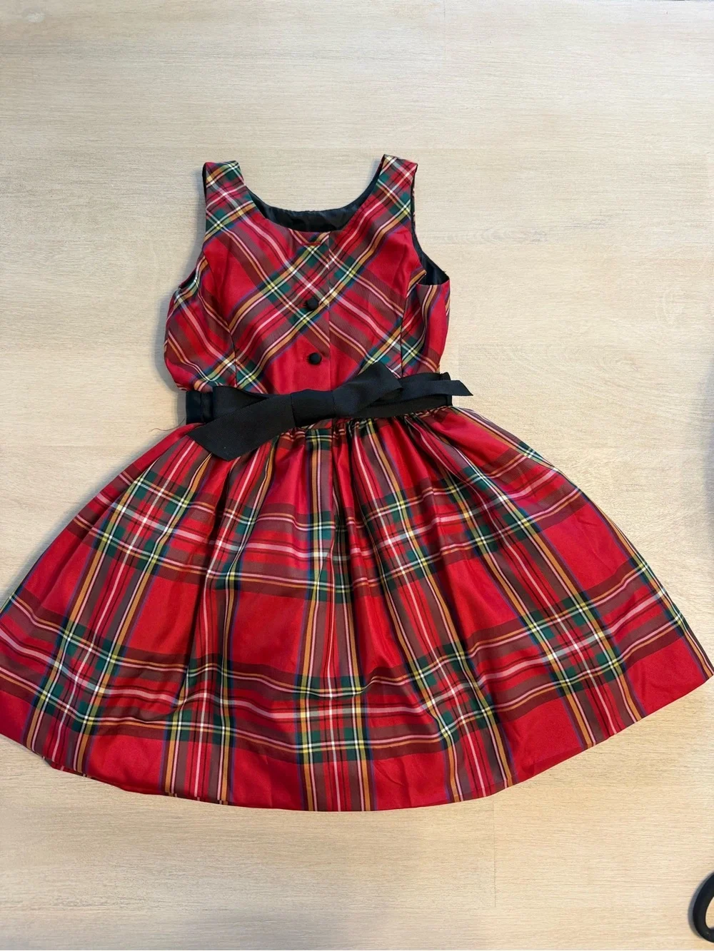 Polo by Ralph Lauren Red Plaid Holiday Dress with Black Waistband
